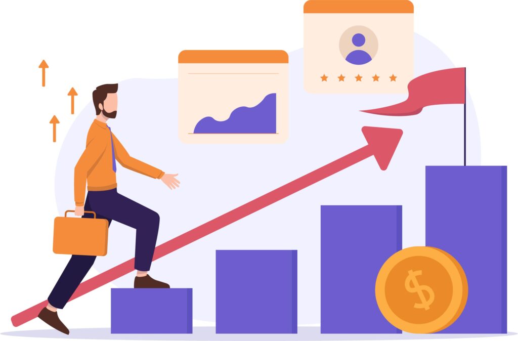 Man walking up steps to represent skill development