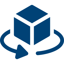 Icon of a 3D box being rotated, symbolizing engineering simulations and high-performance computing