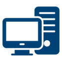 Icon of a desktop computer symbolizing the use of local machines for virtual training labs