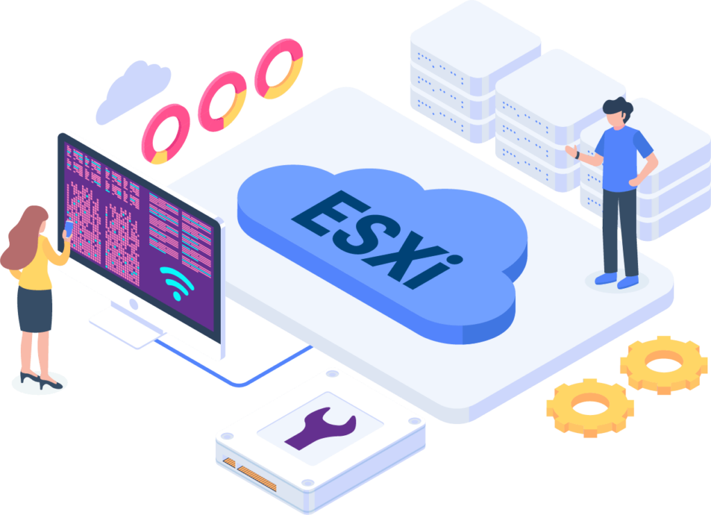 a man standing next to a computer