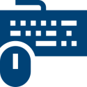 Icon of a keyboard and mouse symbolizing remote access, control, and instructor assistance