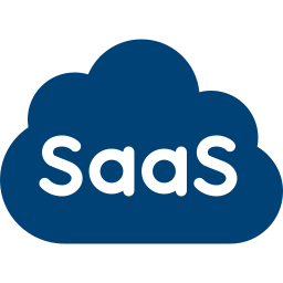 Cloud icon with the word SaaS inside, representing the software-as-a-service industry